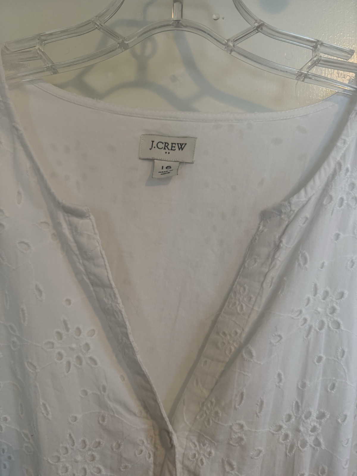 J.Crew Eyelet Dress White Cotton with Pockets Size 16 – Spring 2022 Collection