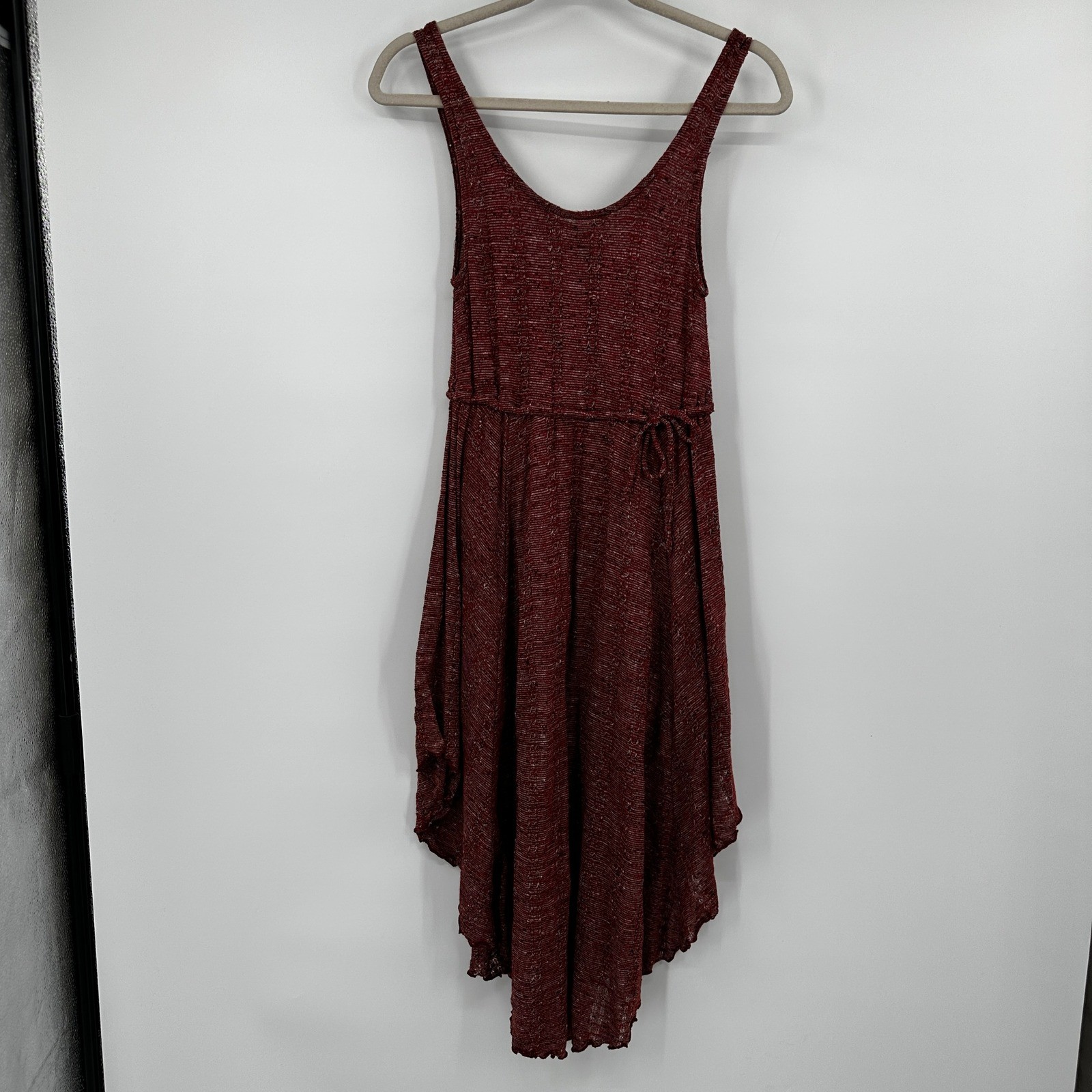 FP Beach Free People Burgundy Marled Knit Handkerchief Hem Dress Small Summer