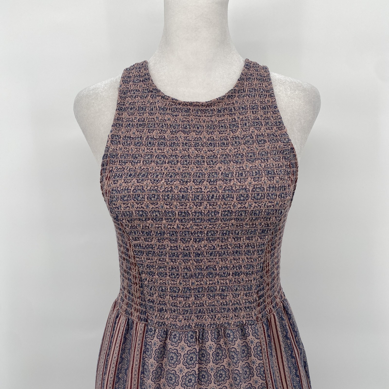 Kimchi Blue Sun Dress Womens Medium Pink Floral Smocked Racerback Midi Boho