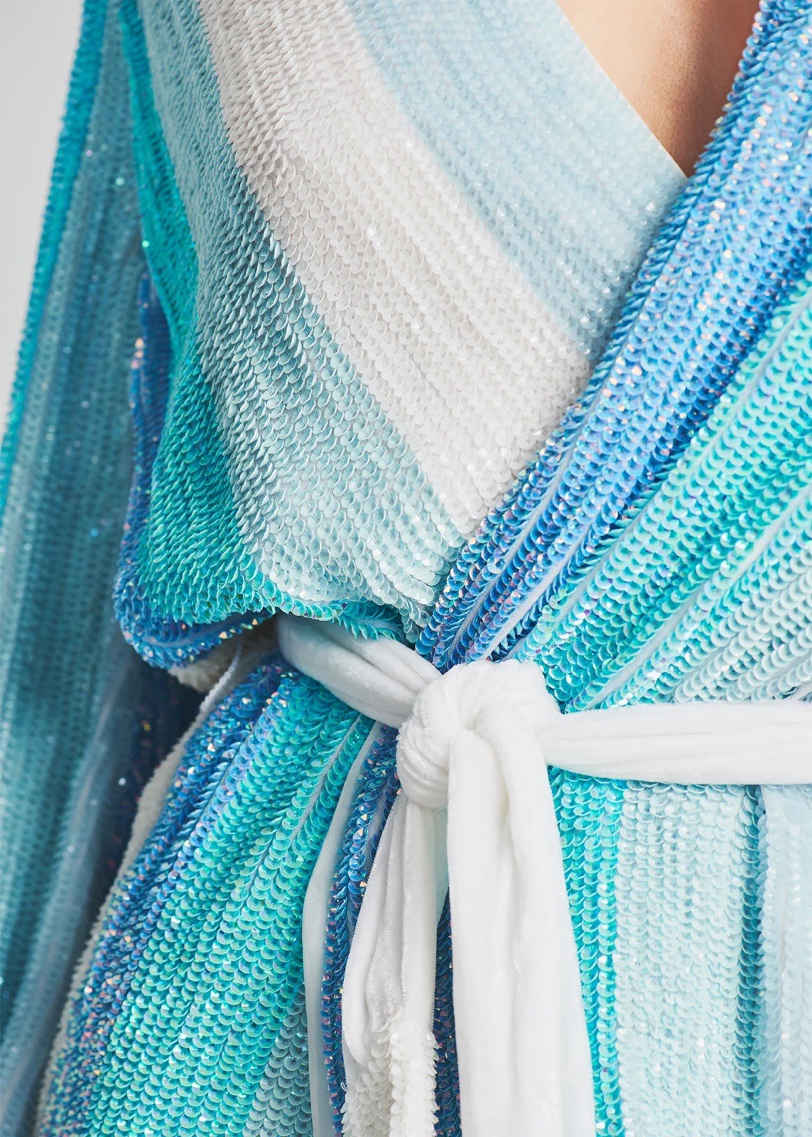 RETROFETE GABRIELLE SEQUIN ROBE Retrofête Mykonos Blue Stripe Size XS $655