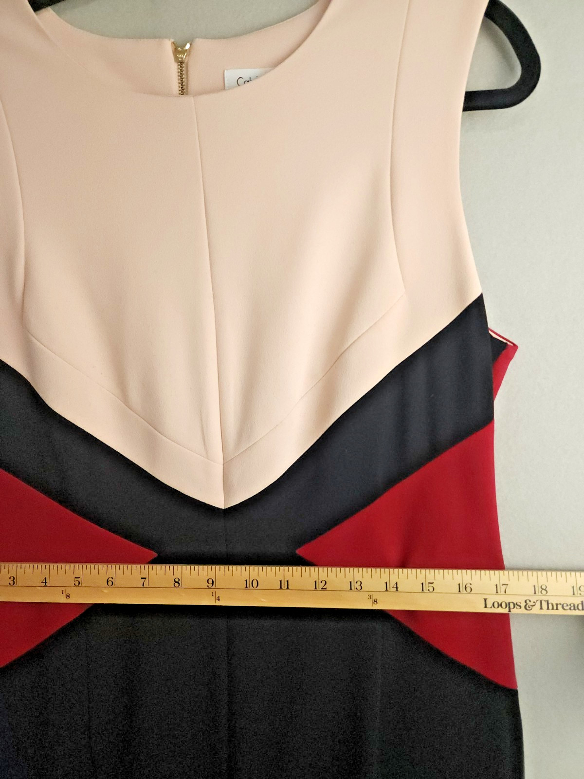 Calvin Klein Sheath Dress Color Block Sleeveless Pink Black Wine Size Missing