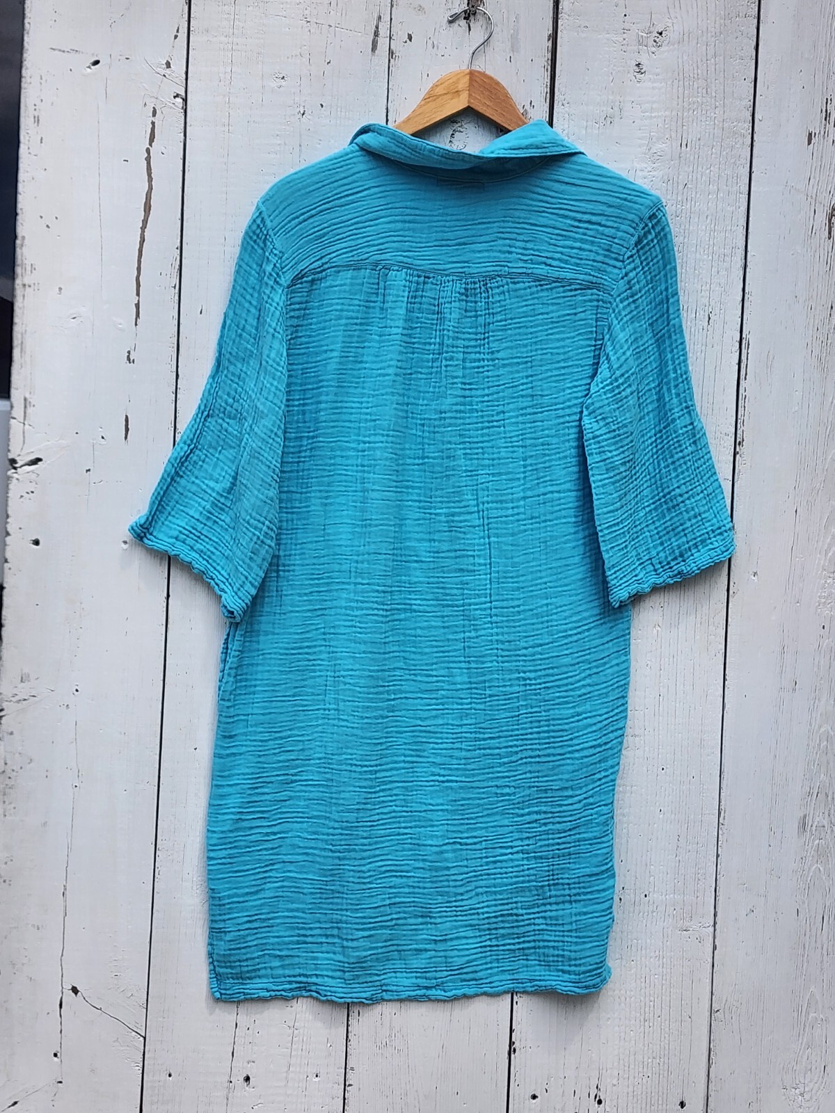 Michael Stars Women Light Blue Cecily Cotton Gauze Crinkle Dress Sz S