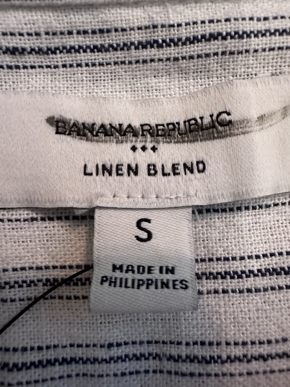 Banana Republic White Blue Striped Linen Blend Belted Shirt Maxi Dress S/M
