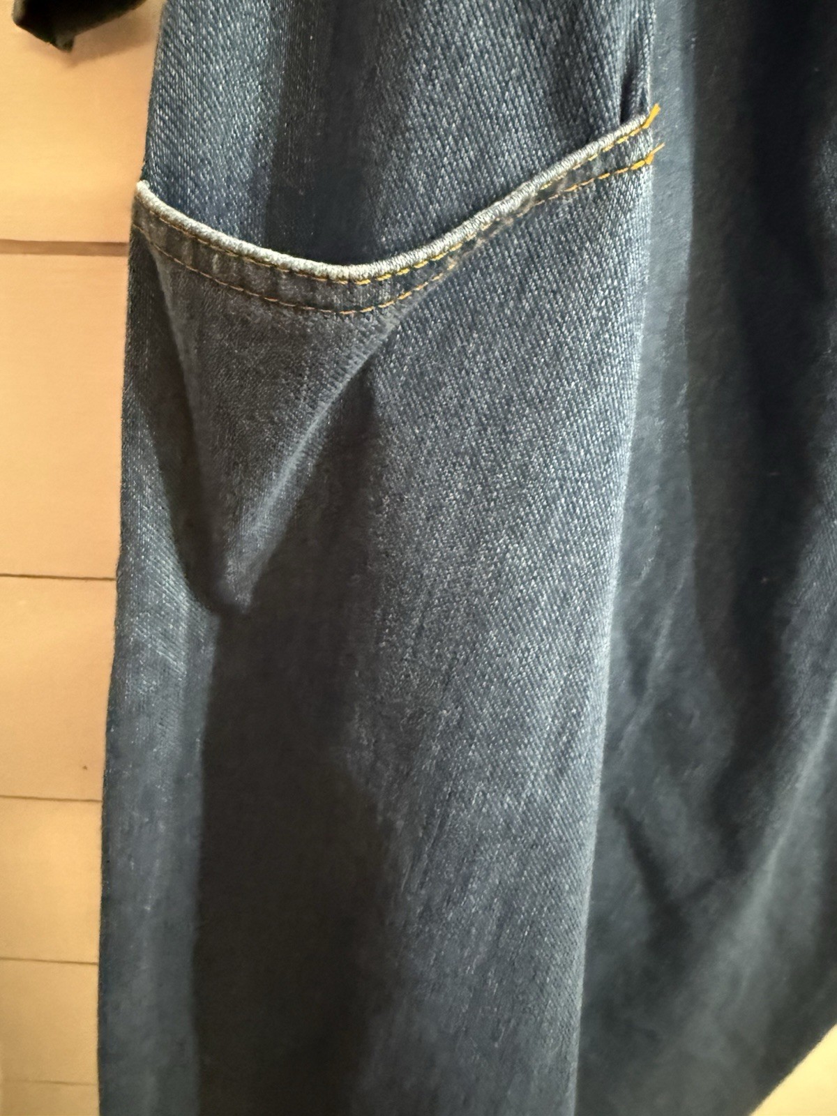 J MCLAUGHLIN CATALYST Women Sz Medium Dark Denim Pocket 3/4 Sleeve Stretch Dress