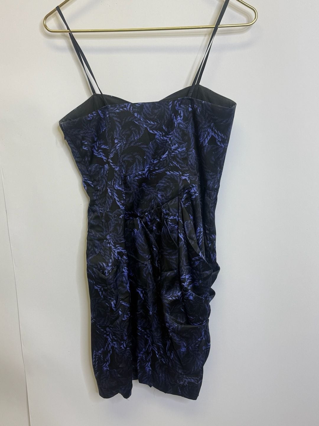 BCBGeneration Sleeveless Black and Blue Floral Jacquard Mini Dress