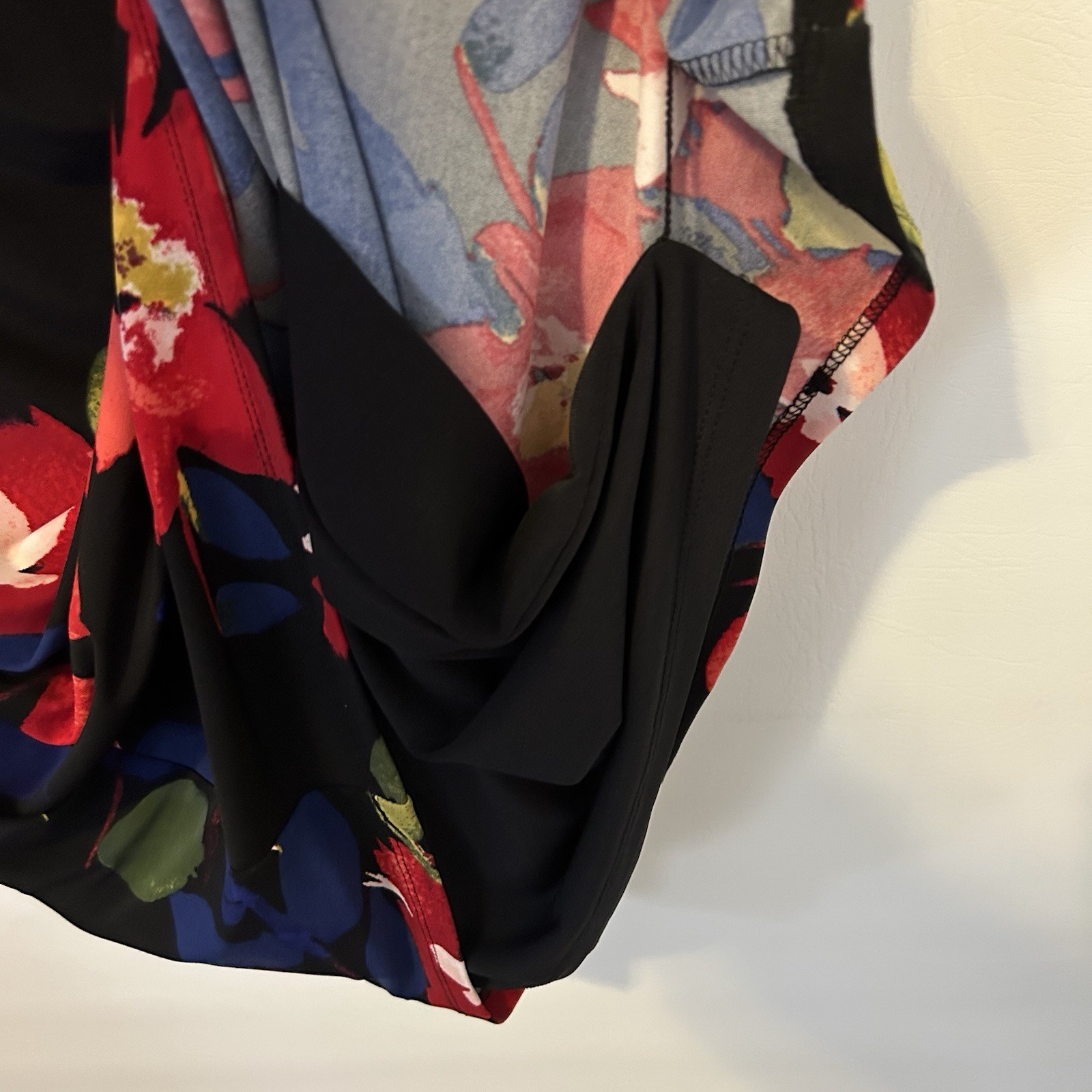 LAUREN Ralph Lauren Black Red Green Floral Cap Sleeve Sheath Dress 14P Classic