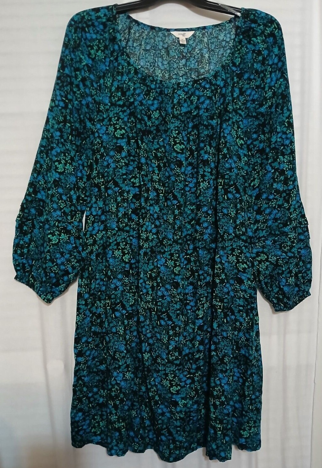 Terra & Sky Shirred Mini Dress Boho Paisley/Blue Comet etc. Sizes 0X, 2X,3X & 4X