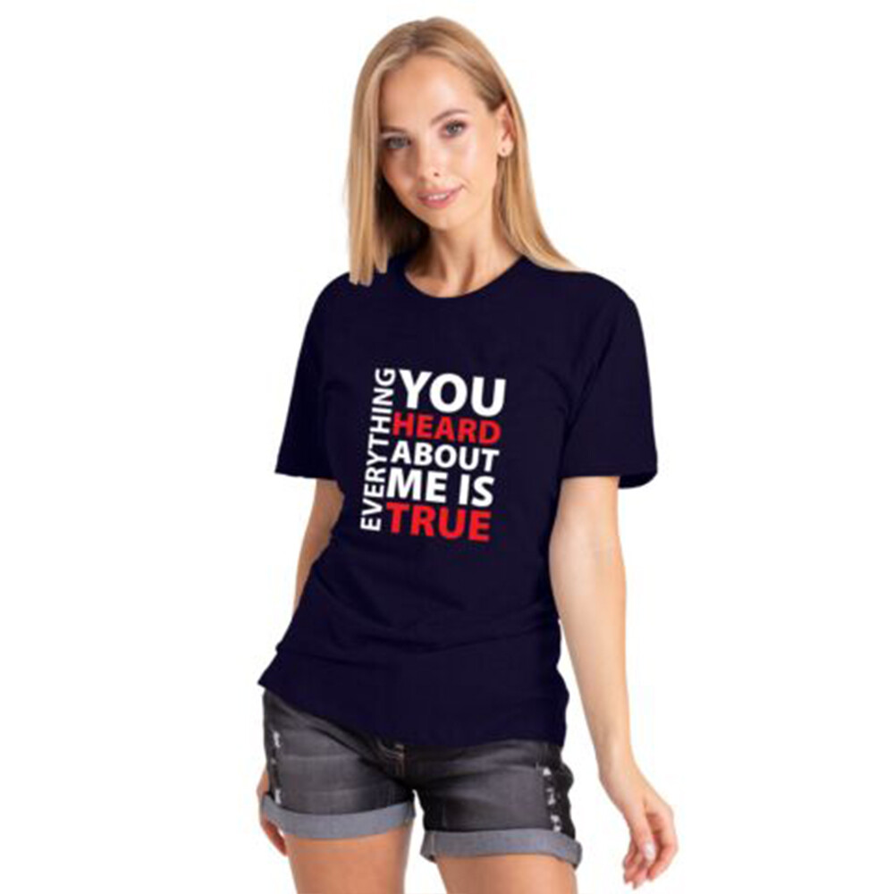 Womens Basic Tee T-Shirt Premium Printed Cotton Short Sleeve Crew Neck Solid Top