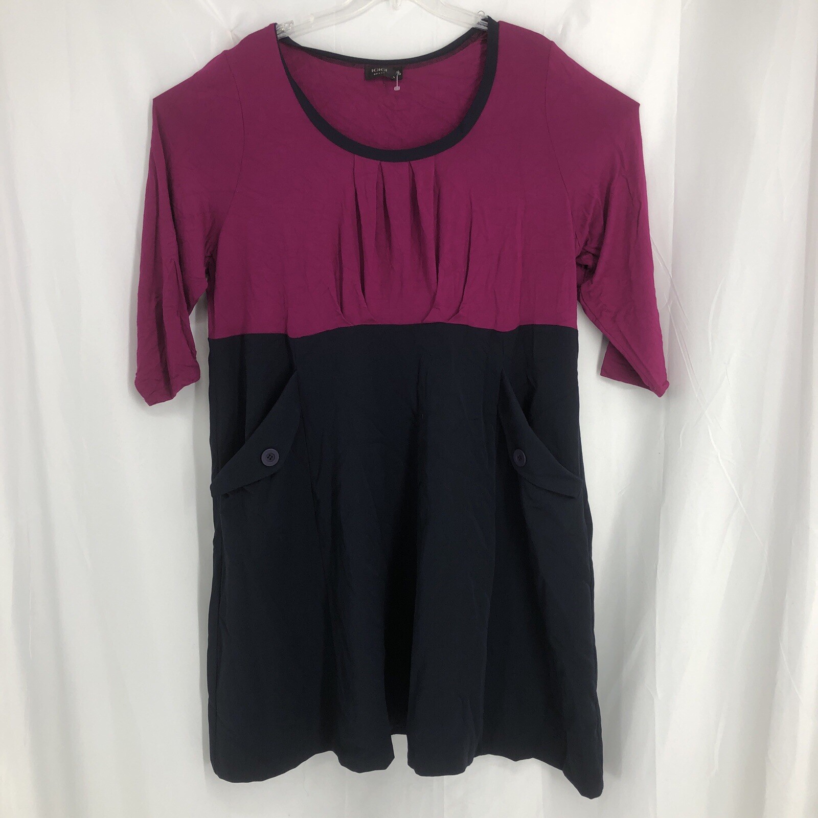 IGIGI Colorblock Long Sleeve With Pockets Plus Size Dress 26/28 Made In USA.