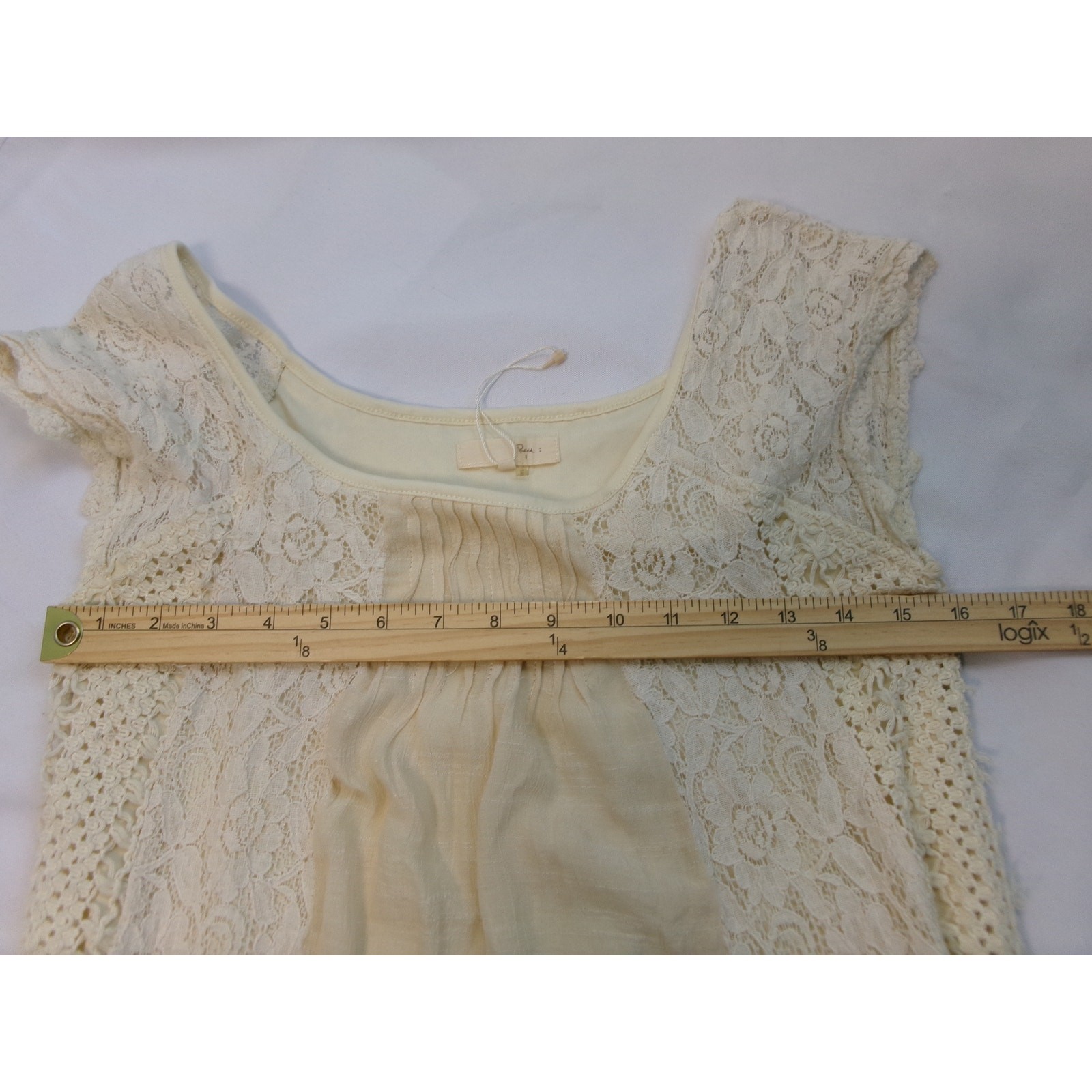 RYU Ivory Lace Crochet Boho Tunic Dress Mini Cream Est Small