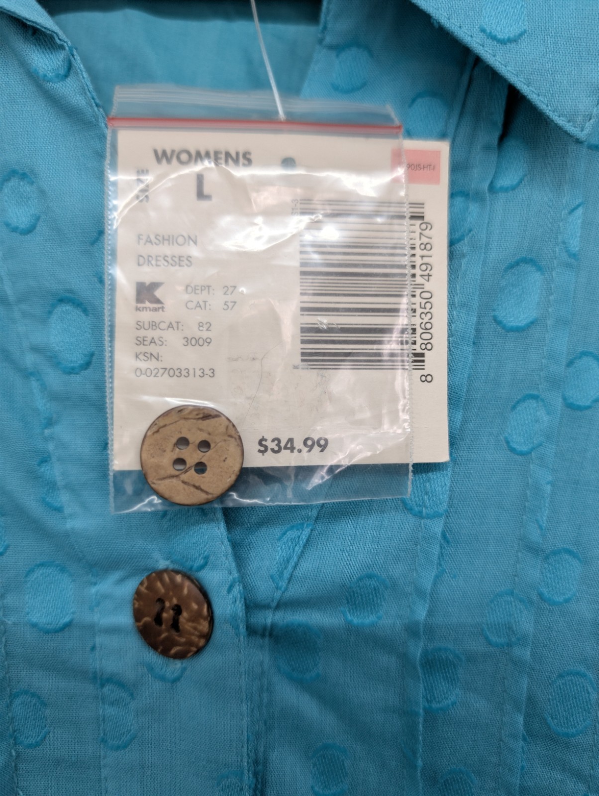 Jaclyn Smith Turquoise Blue Polka Dot Sleeveless Shirtdress Belted Pleated