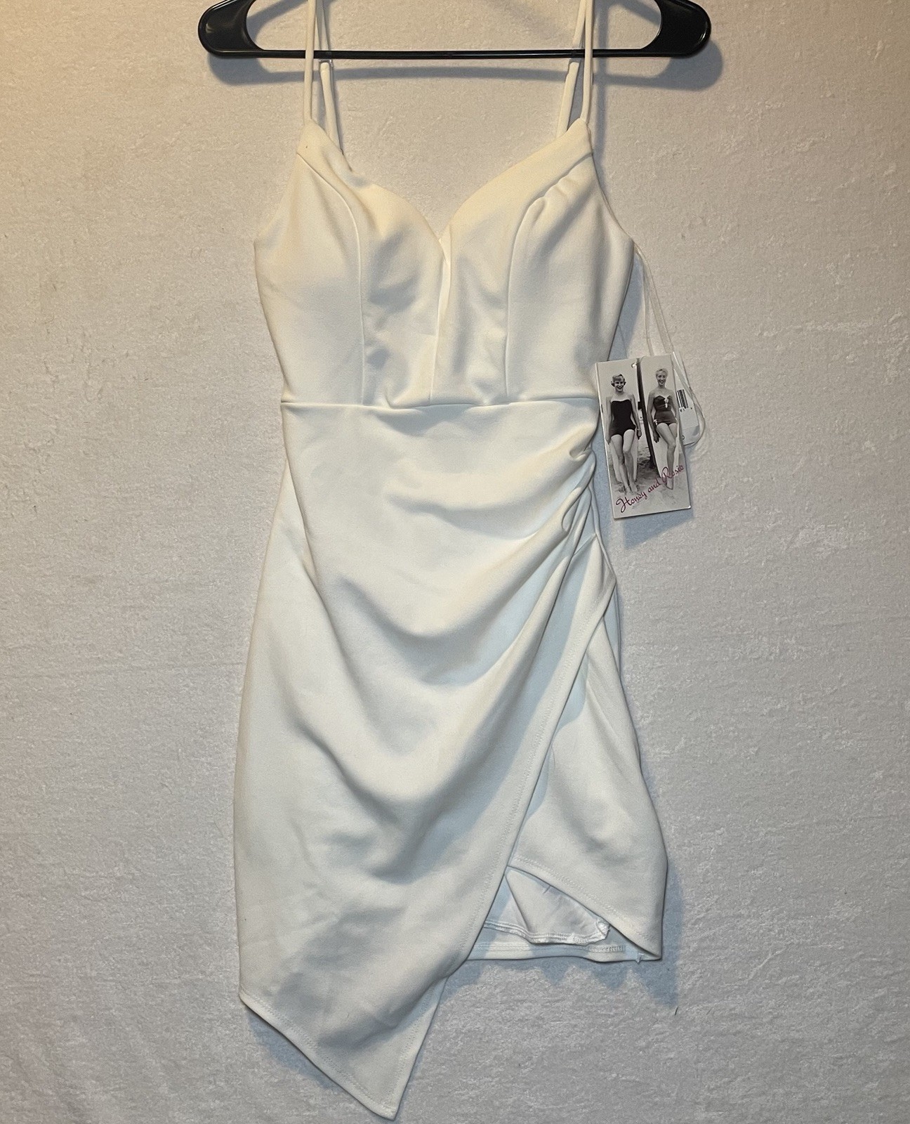 Honey and Rosie Ivory Asymmetrical Bodycon Cocktail Dress XS NWT Homecoming