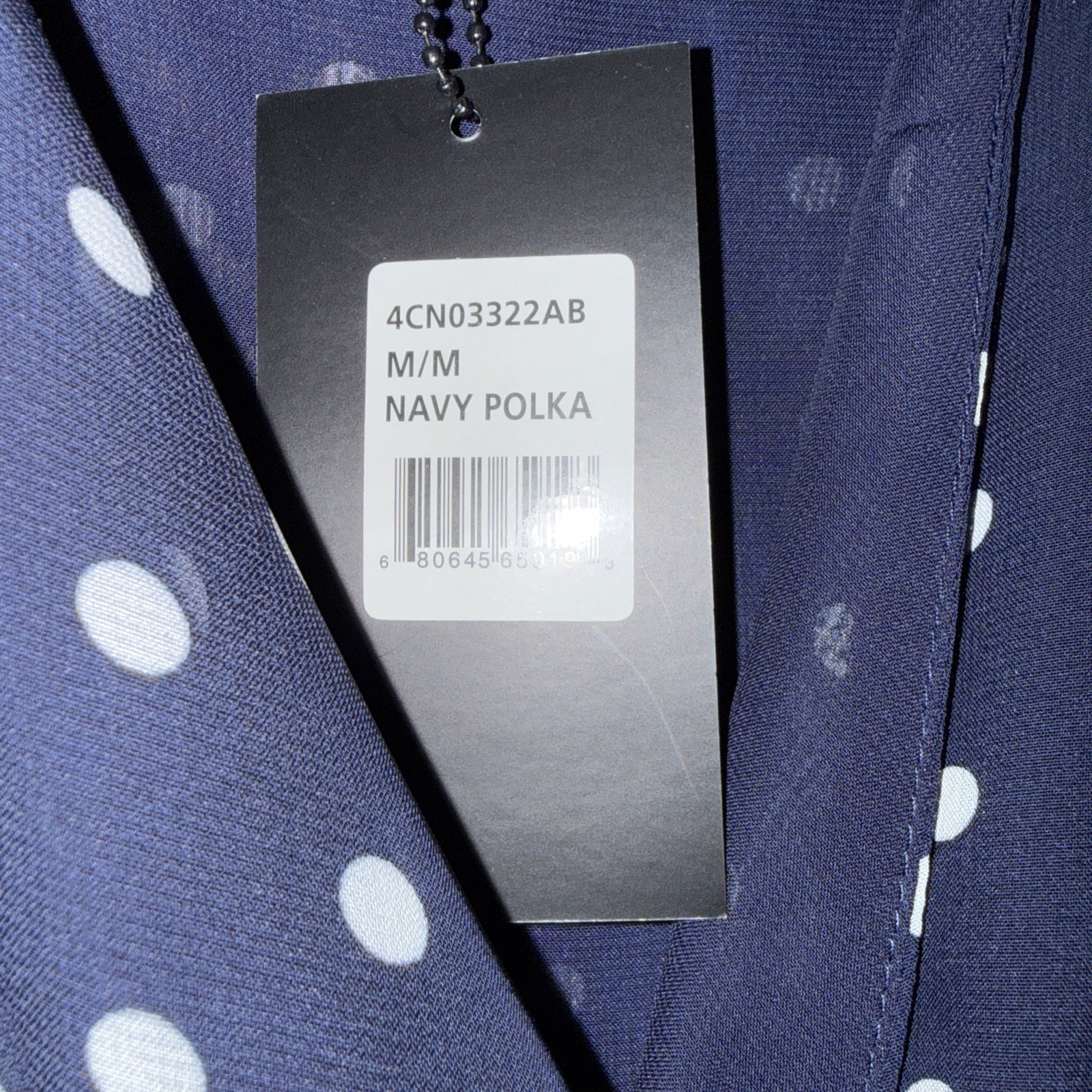M ABS Collection Allen B. Schwartz Navy Polka Dot Ruffle Lined Midi Wrap dress