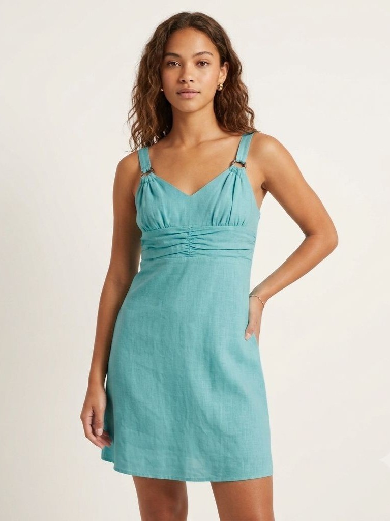 NWT Women’s – Very J Teal Ruched Waist Mini Dress, Size Small