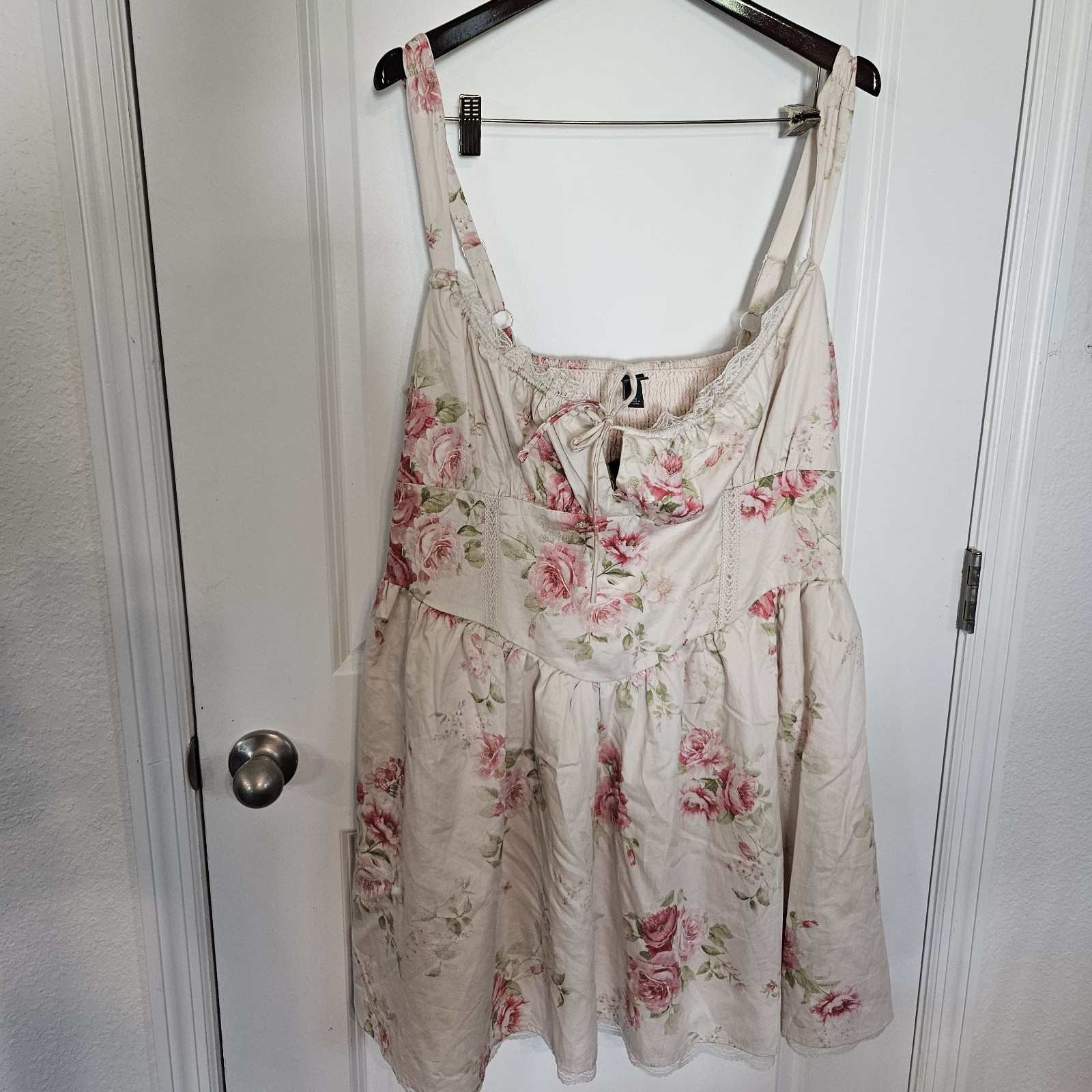 Wild Fable Women’s 2X Pink Floral Mini Dress NWT Cottagecore Lace Smocked