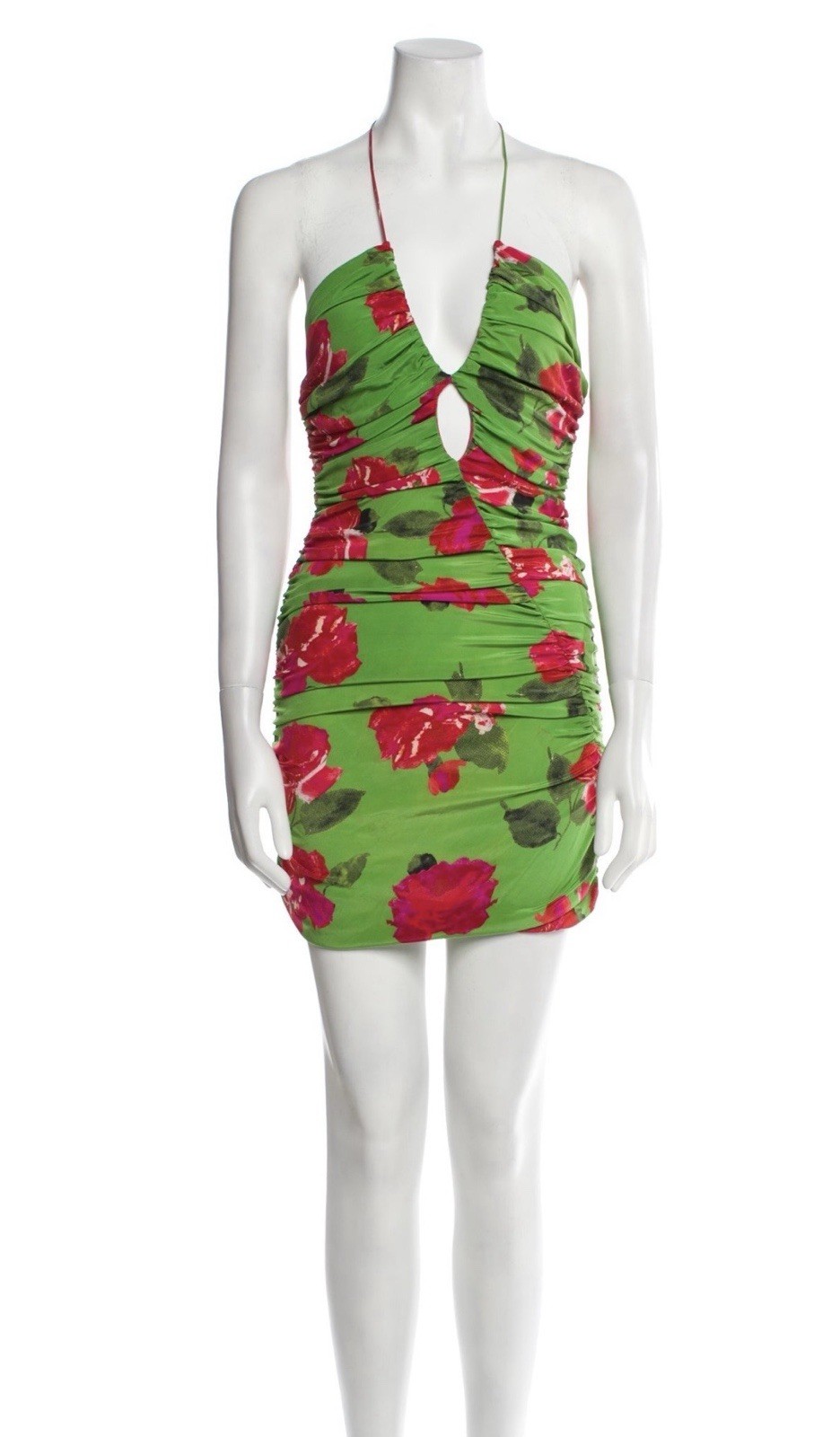 Magda Butrym Green Red Floral Dress Size 40 New Mini Us Size 8