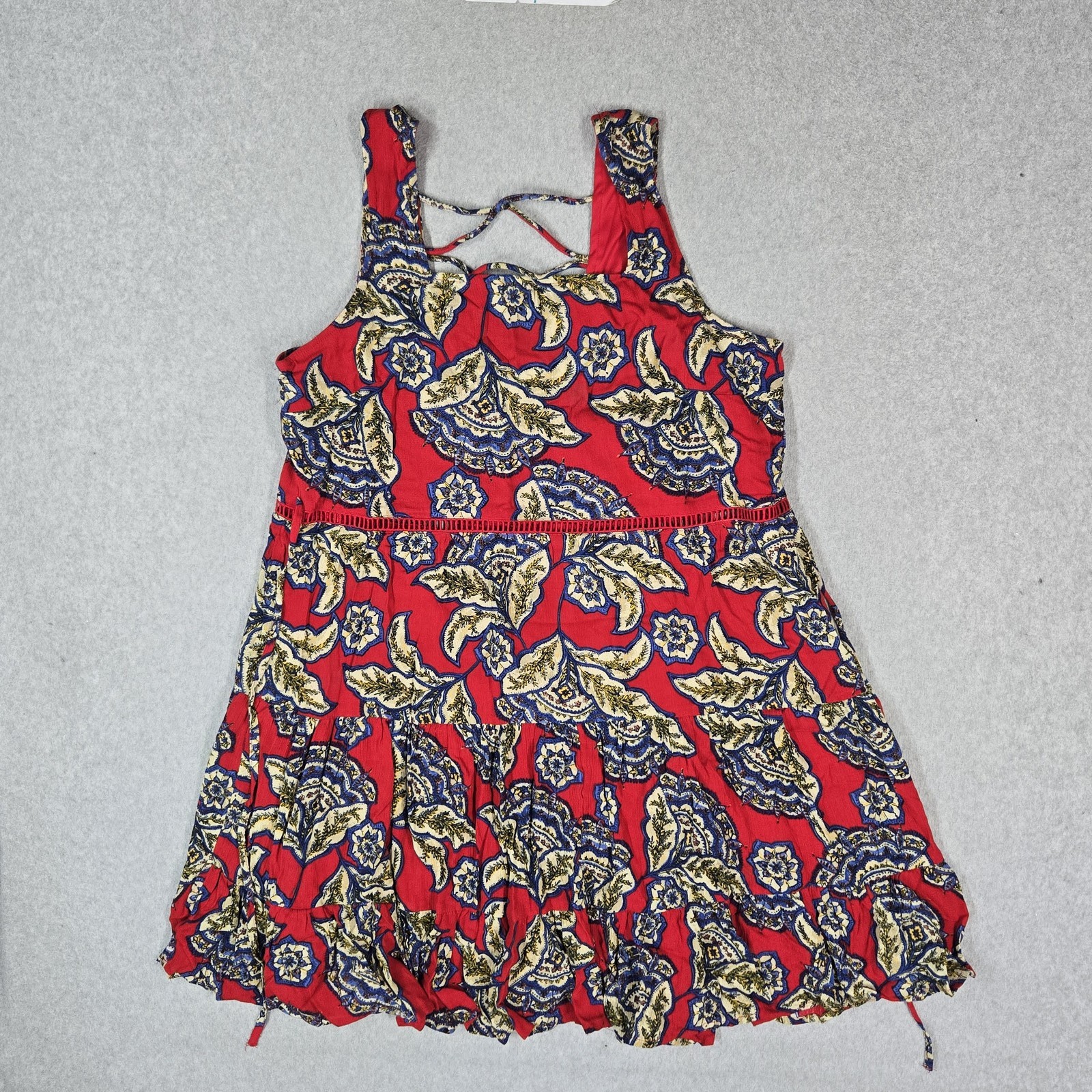 Maurices Women Dress LARGE Red Floral Mini Fit & Flare Romantic Sleeveless NWT