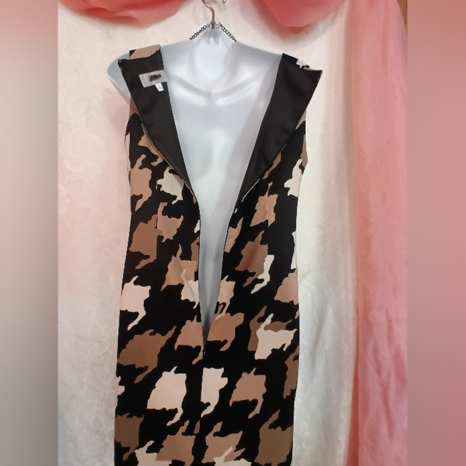Jones Studio Jet Black and Sandy Brown Midi Dress SZ 4