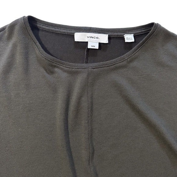 Vince Soft Draped Olive Long-Sleeve Midi Dress Rayon-blend Stretch Soft – Medium