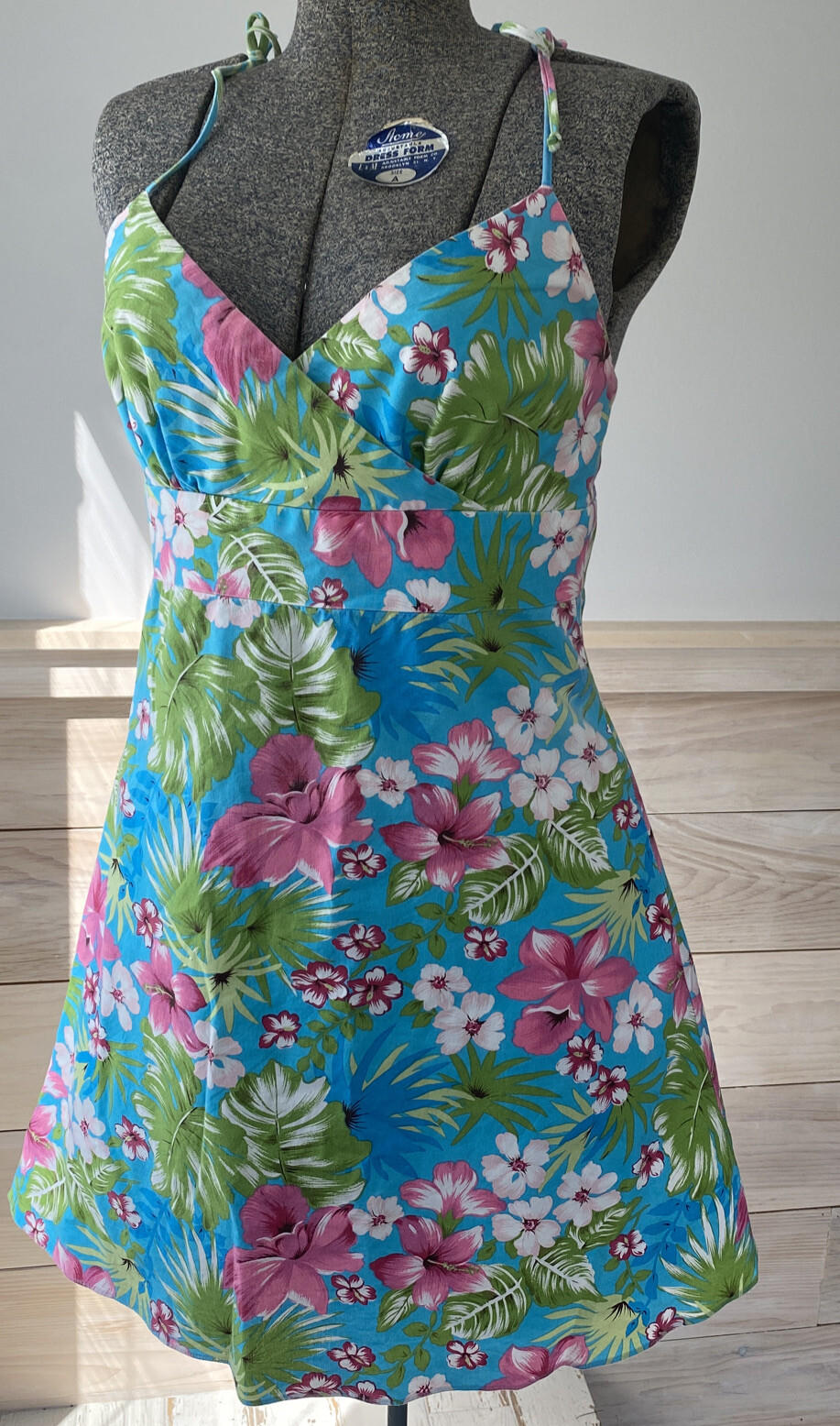 Tropical Flower Print Dress Boston Proper Size 8 Hawaiian Lined Made In USA