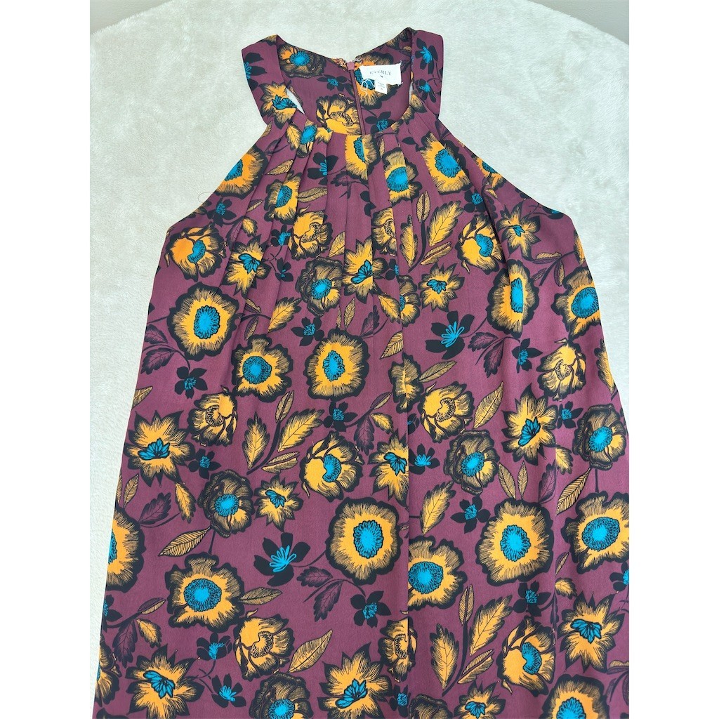 Everly Collective Everly Floral Shift Maxi Dress Womens Small Purple Sleeveless
