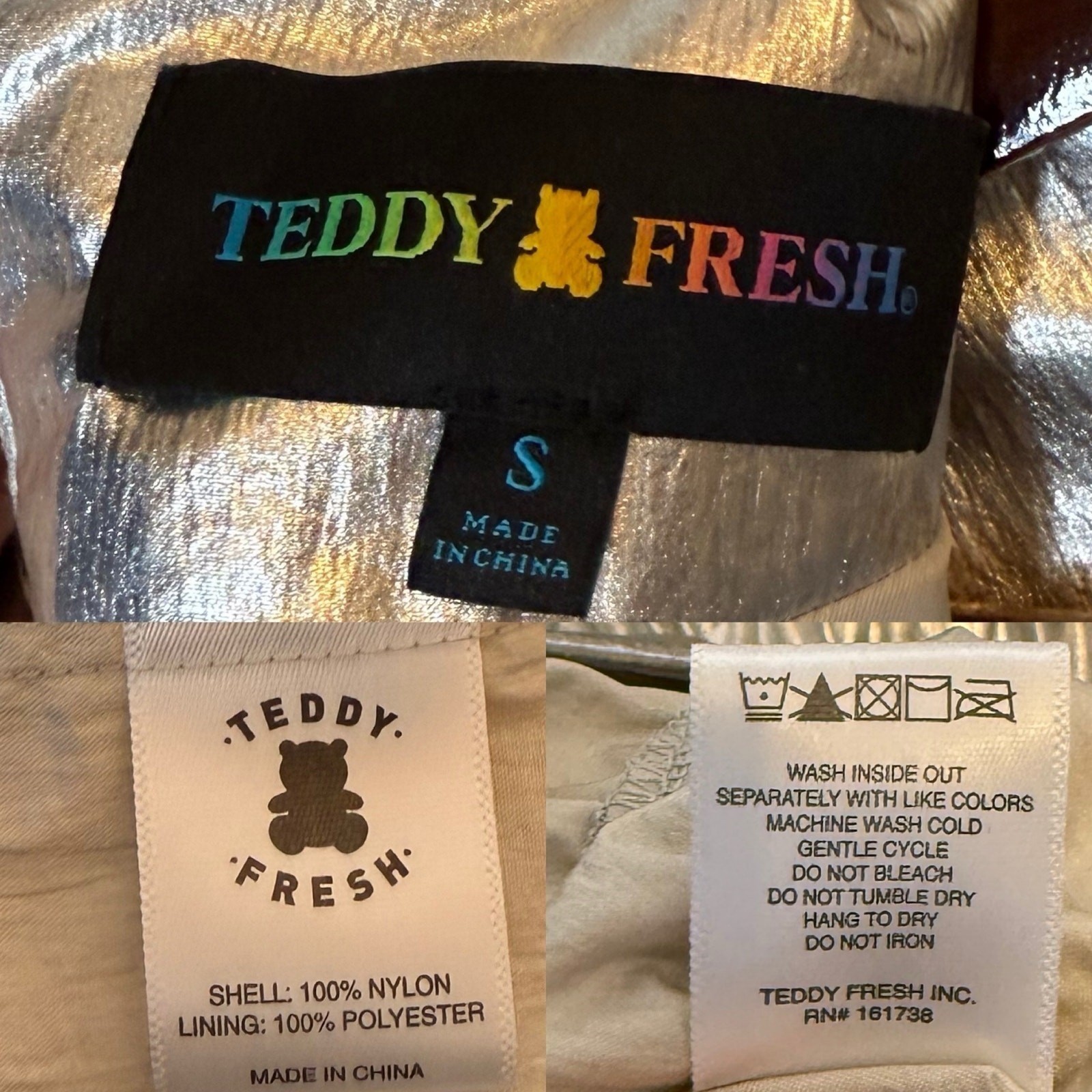 Teddy Fresh Silver Linings Prom Dress Metallic Foil Tiered Mini size Small