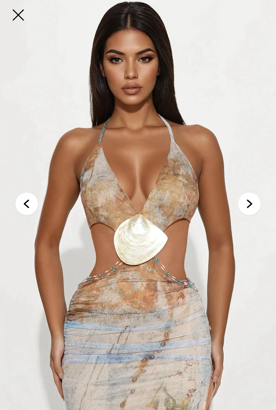 Ceairra Mesh Seashell Maxi Dress