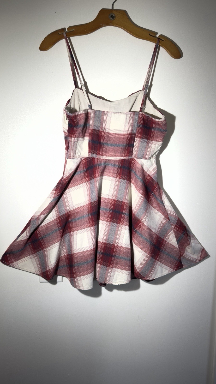 Forever 21 Plaid Mini Dress Red White Spaghetti Strap Size S