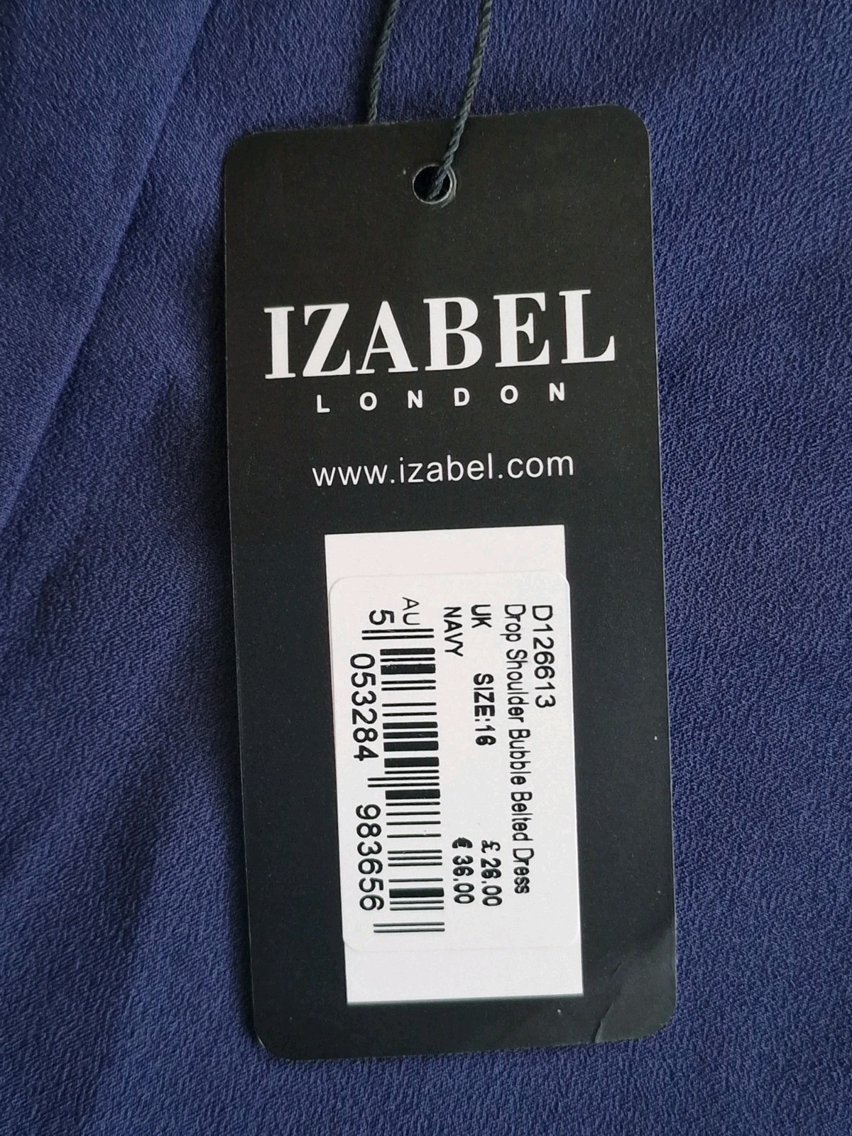 Izabel London Drop Shoulder Bubble Belted Blue Midi Dress Womens UK 16 BNWT