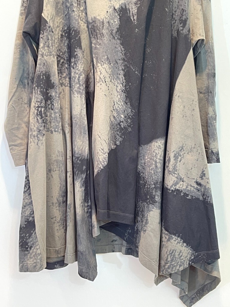 MOYURU TUNIC TOP High Low Hankerchief Hem Brown-Black Cotton M NEW