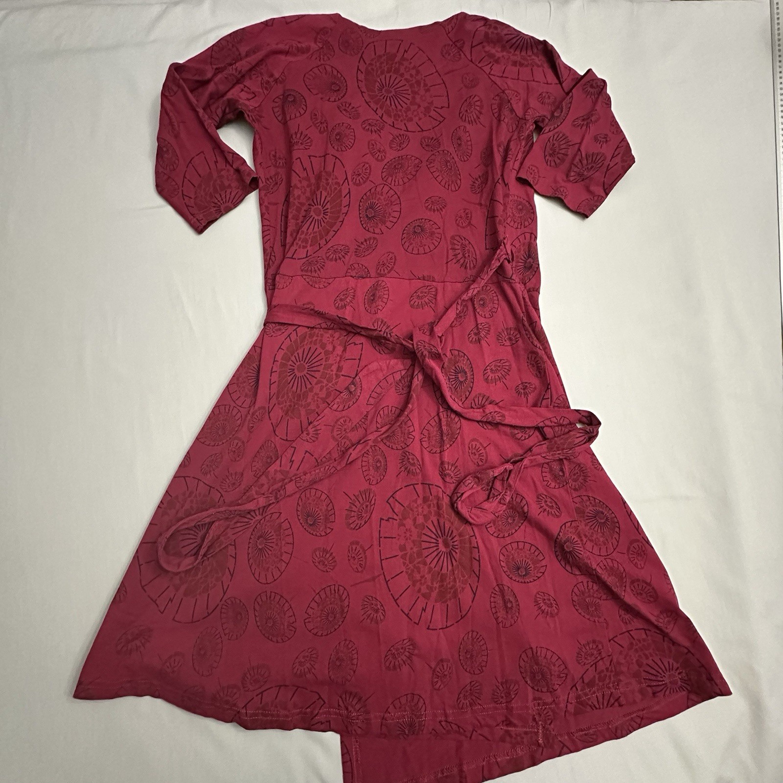 Greater Good Network Nina Wrap Dress Womens Large L Cotton Umbrella Print Red
