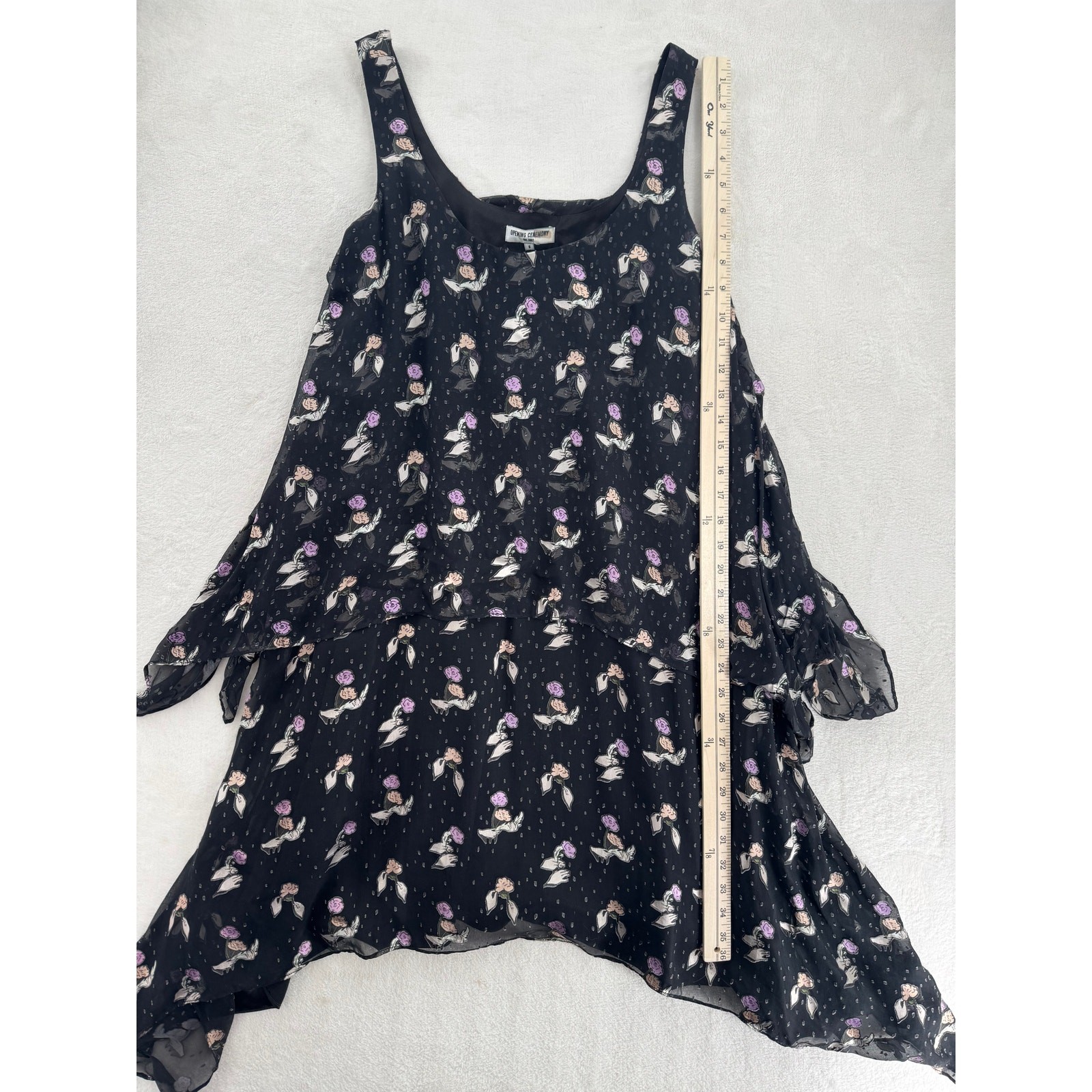 Opening Ceremony Black Gestures Burnout Handkerchief Dress Sleeveless 8