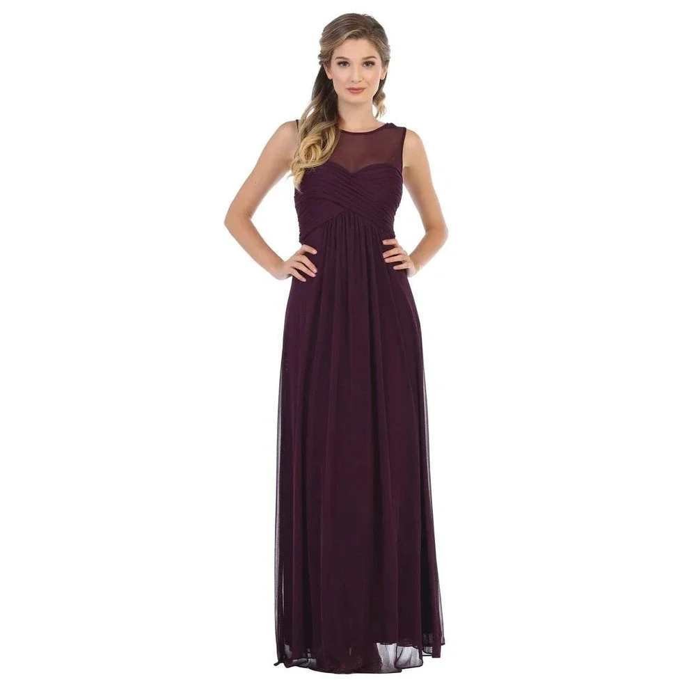 David’s Bridal Size 8 Eggplant Mesh Illusion Sweetheart Long Formal Gown