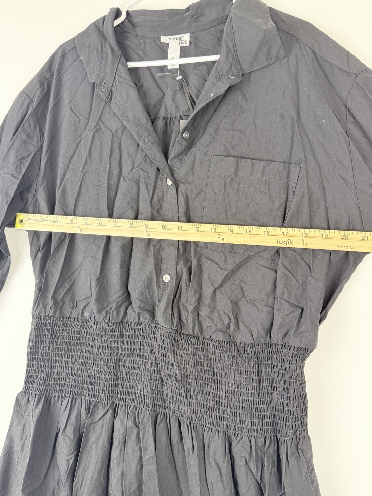 Future Collective Women’s Collared Long Sleeve Smocked Midi Shirtdress Size 2XL