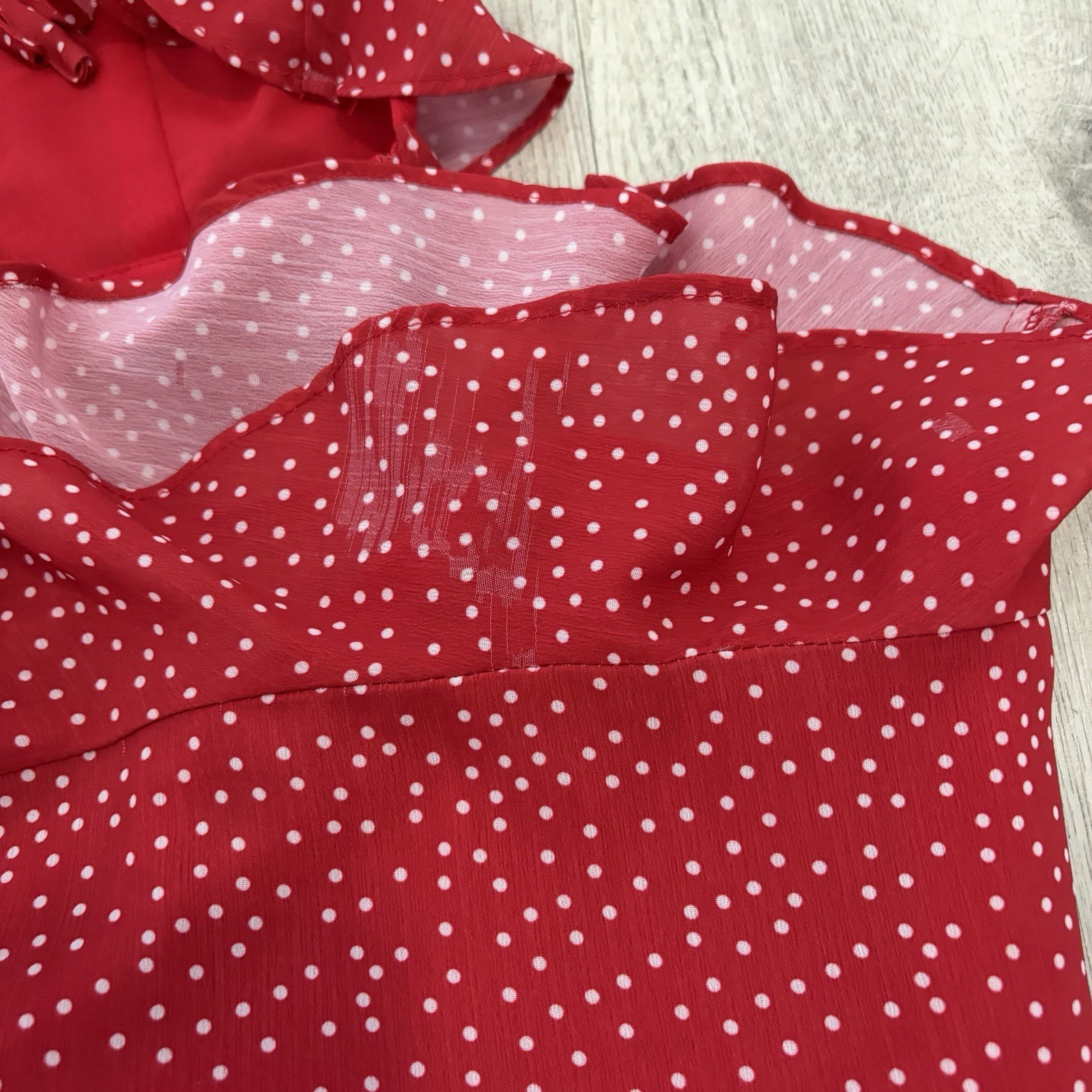 Superdown Mercy Polka Dot Mini Dress Red Cut-Out Revolve Womens S Picnic Flaw