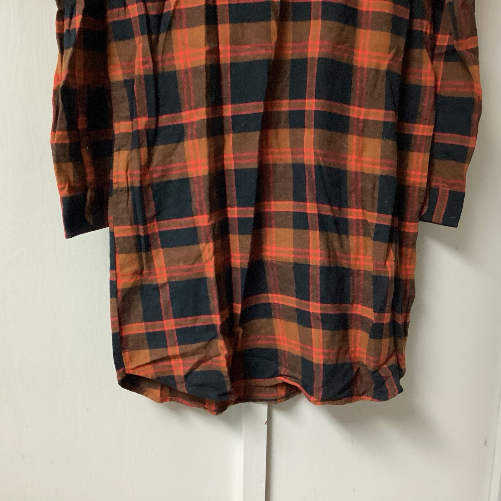 Goodthreads Women Medium Rustic Flannel Long-Sleeve Popover Shirt Dress Pock New