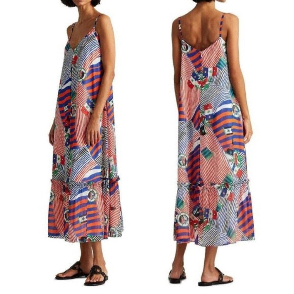 Lauren Ralph Lauren Women’s 14 Midi Sun Dress Lined Nautical Patriotic NWT $185