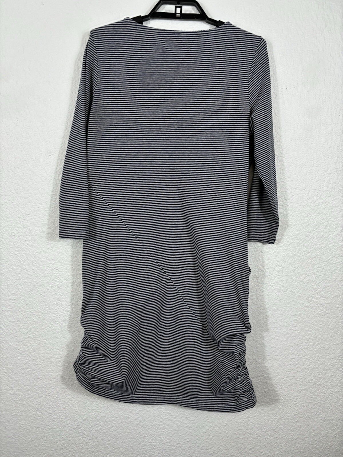 Betabrand Athletic Dress Size L Striped Ruched Sides Cotton Blend Pockets