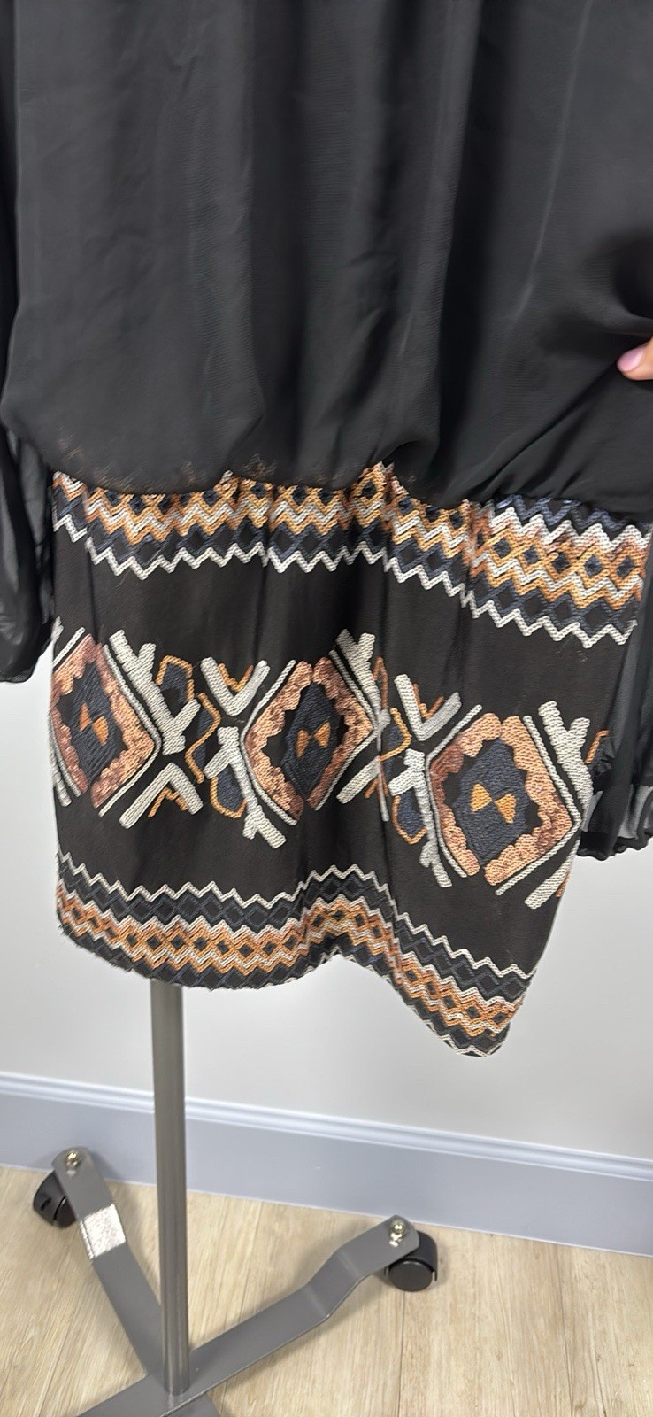 NWT As U Wish Black Sequin Dress Embroidered Dress Sheer Size L