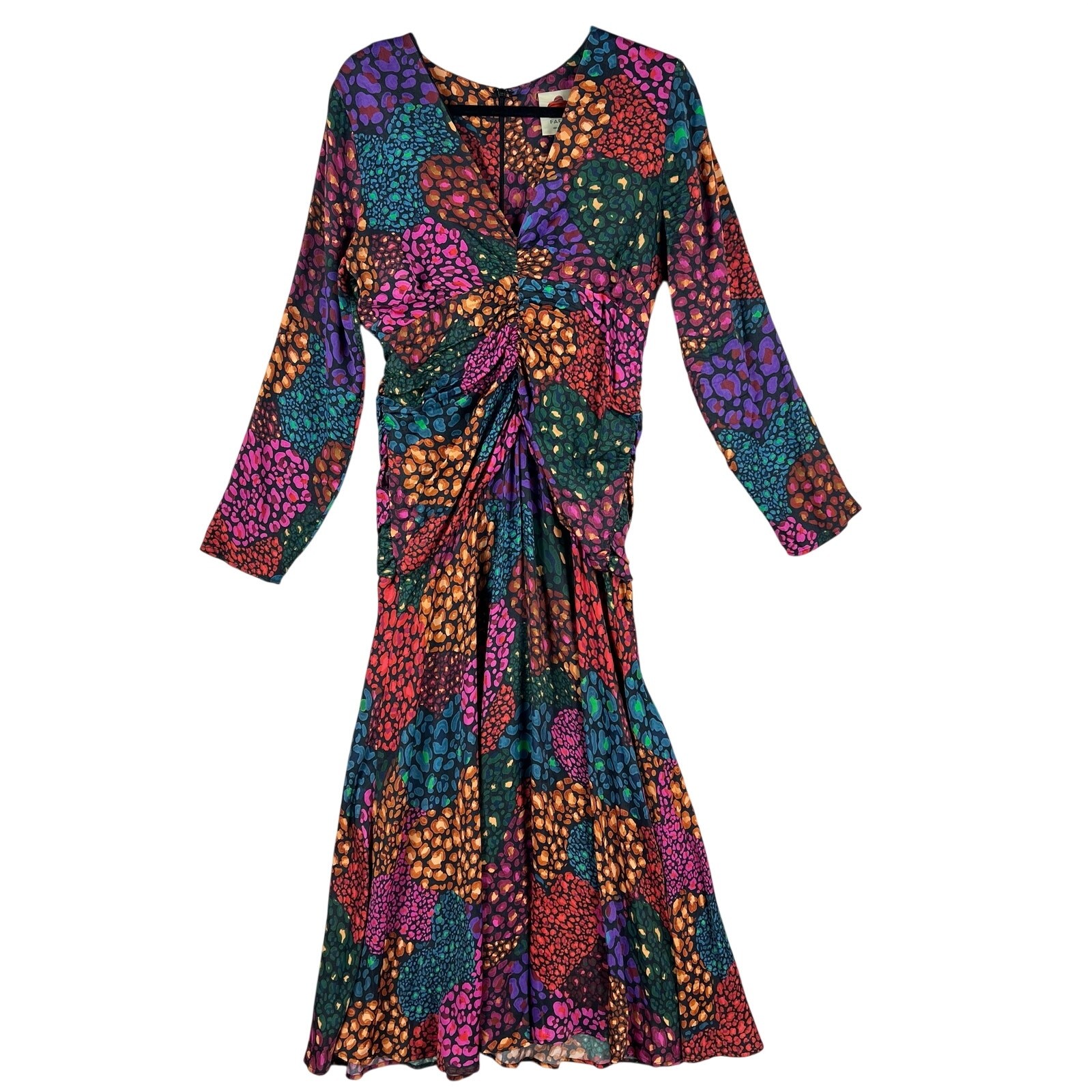 Farm Rio WMNS Rainbow Hearts Lenzing Ecovero Viscose Midi Dress SZ M Multi Color