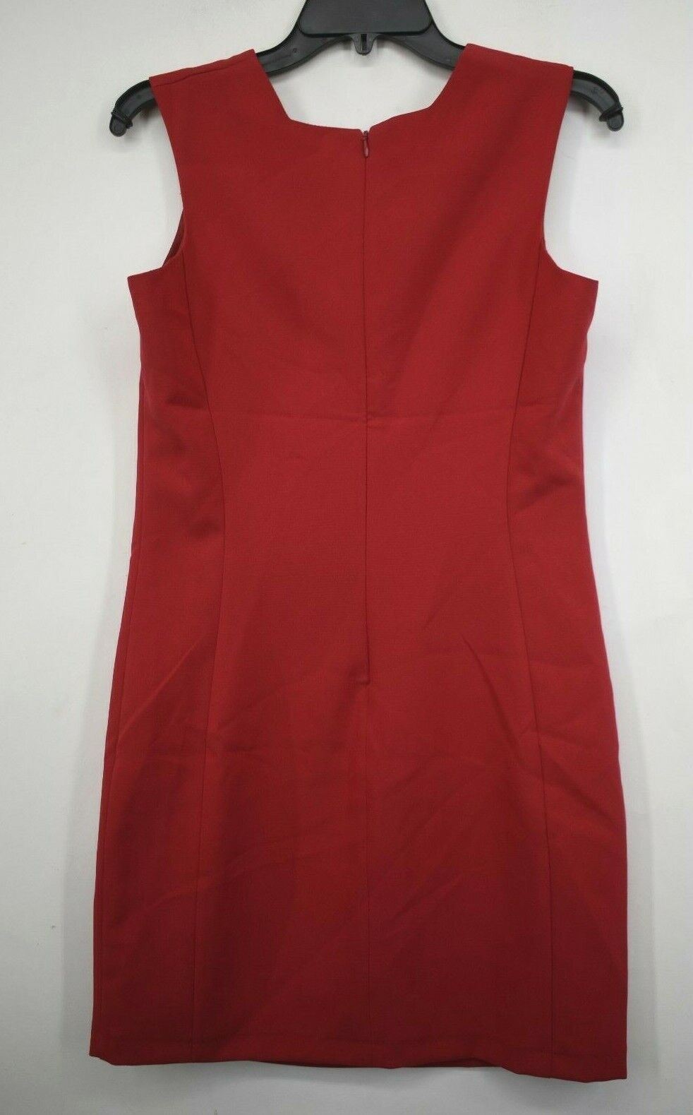 Oodji Ultra Womens Red Solid Sleeveless Sweetheart Neck Slim-Fit Bodycon Dress 6