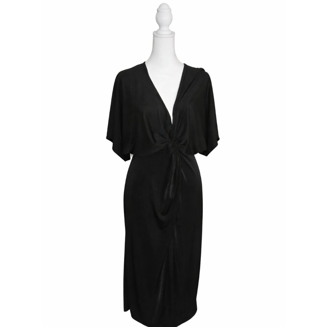 NWT Black Plunge Neck Front Slit Midi Dress 2X Curve