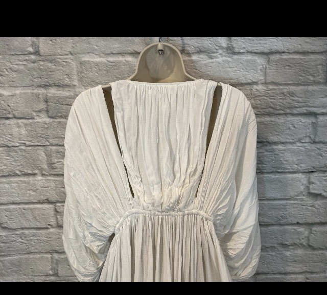 Inda Amerta Gathered Midi Dress in Bone XS Angelic Greek Goddess Empire Waist
