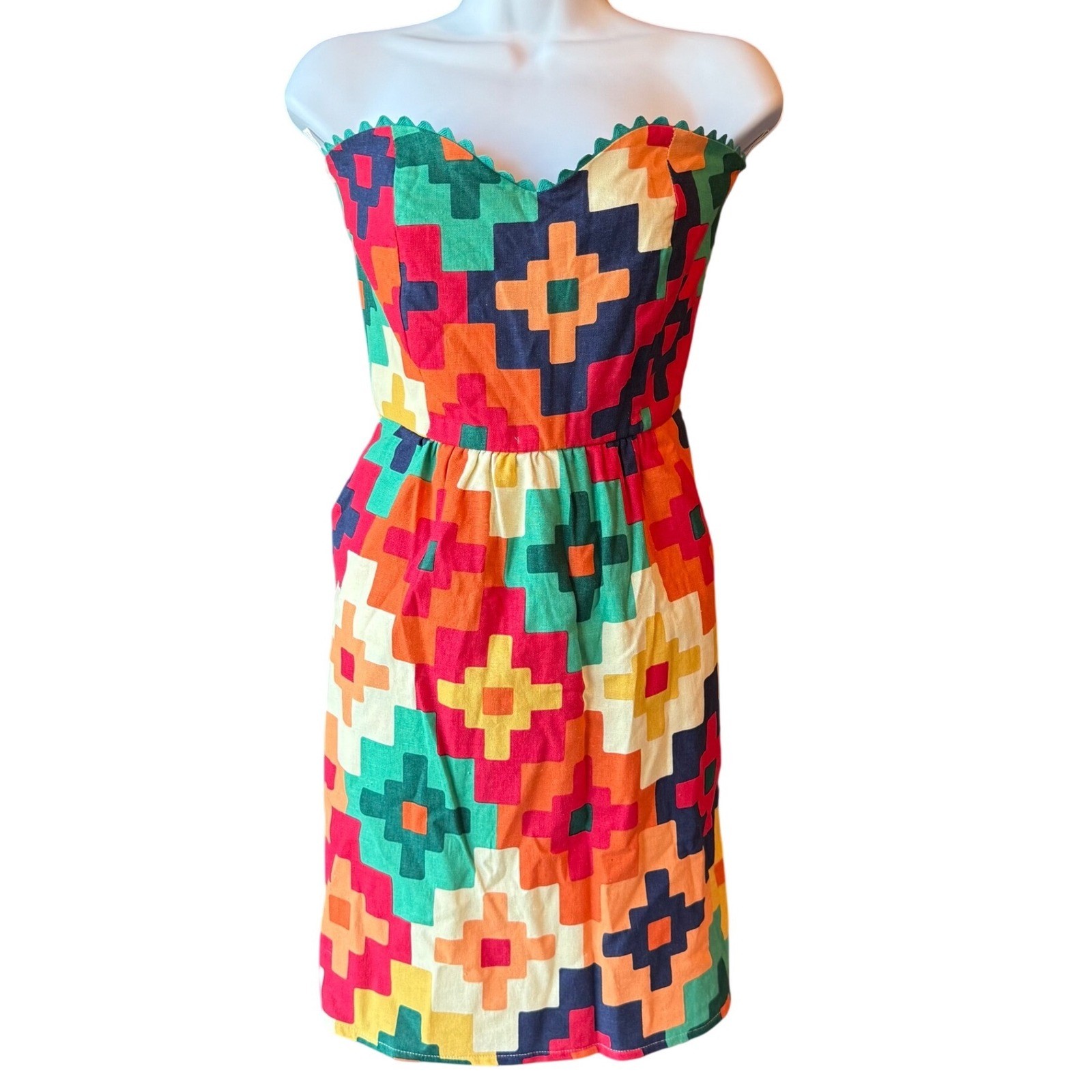 Judith March Mexican Etches Strapless Dress Sz Medium New With Tag Made In USA