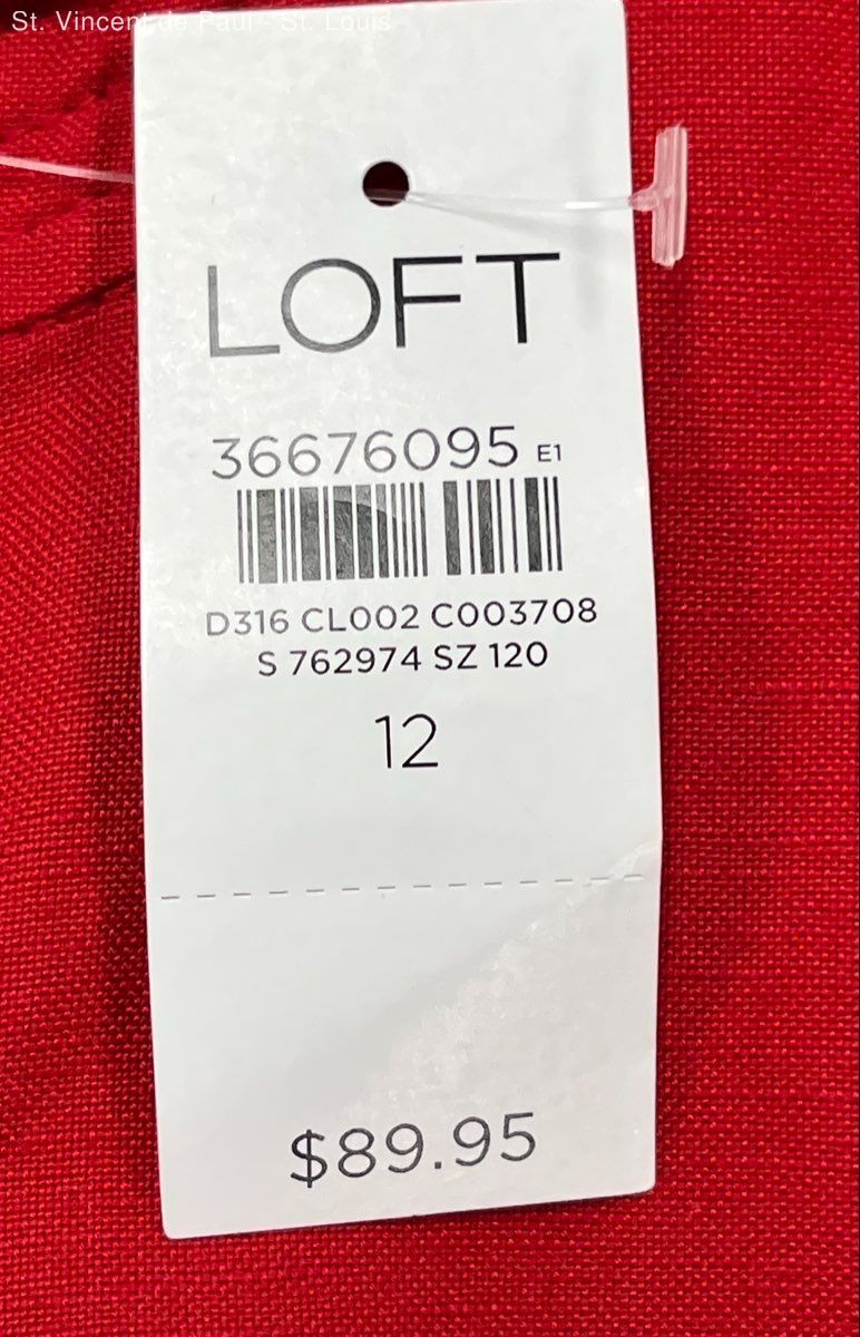 Loft Womens Mini Dress Red Button Front Sleeveless Linen Blend Pockets Size 12