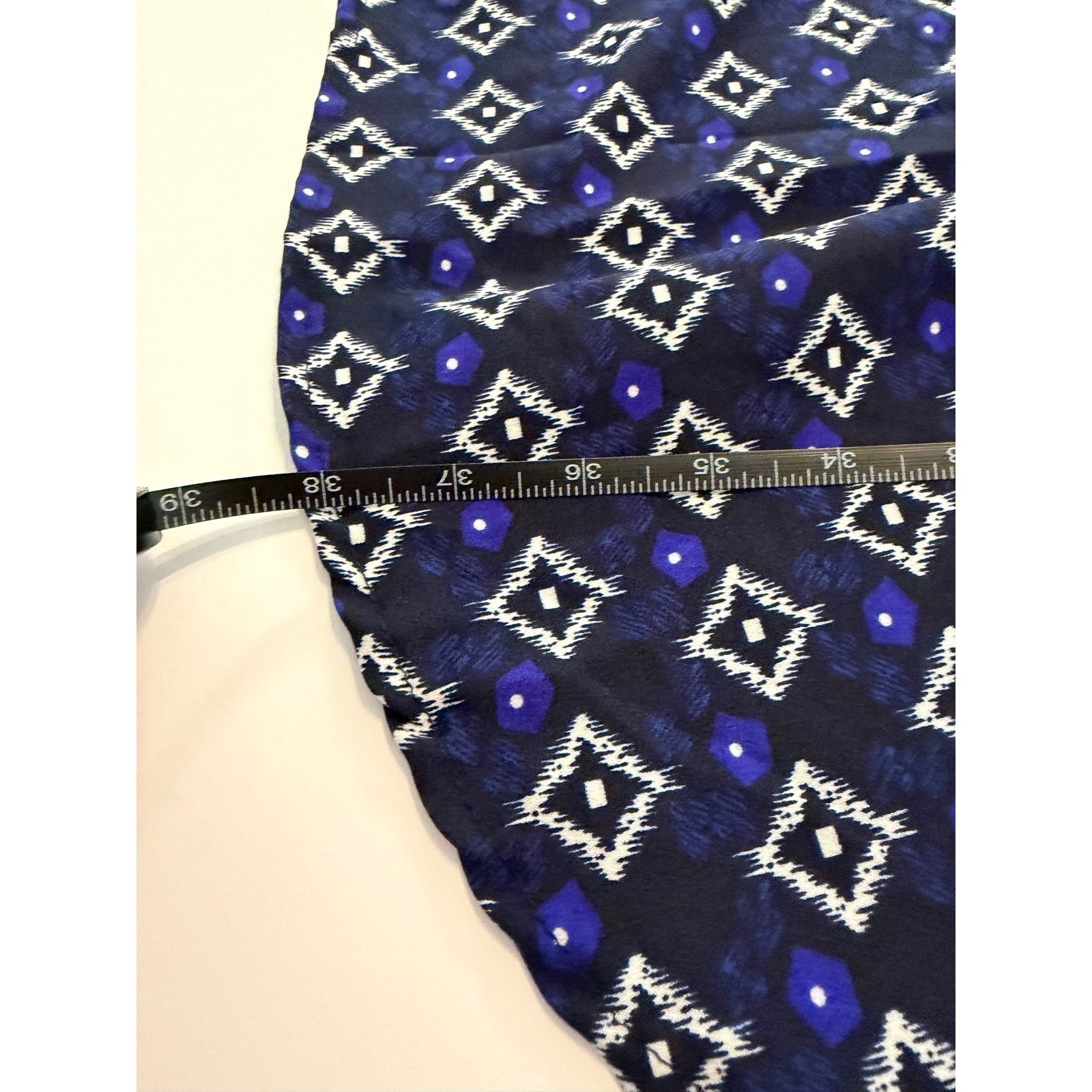 Indulge in Style Wms 1X Blue Ikat Print Button Front Shirt Dress Roll Tab Sleeve
