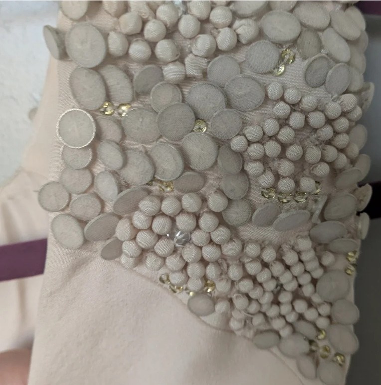 Tibi Spring/Summer 2011 Runway Elegant Cream Silk Dress Embellished Shoulders 4