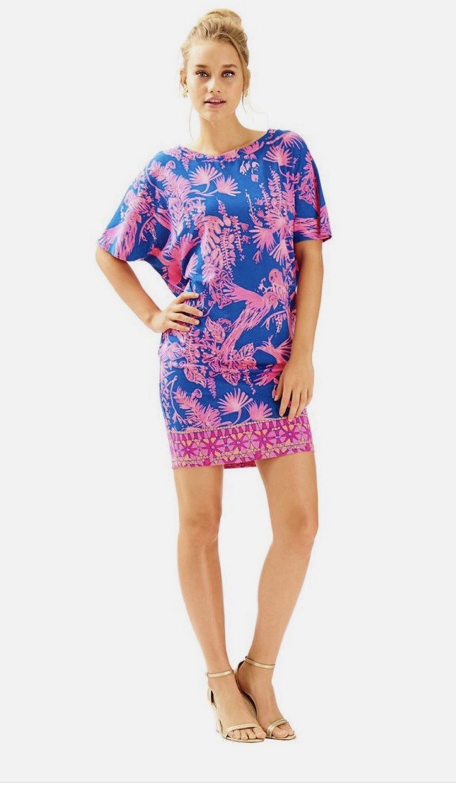 Lilly Pulitzer Lowe Indigo Night Caw Engineered Dolman SleeveDressSize M