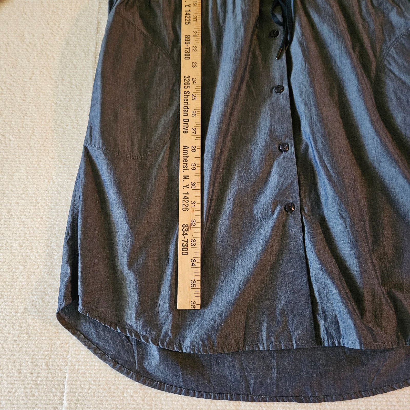 Sperry Top-Sider Womens Chambray Denim Shirt Dress Drawstring Waist Blue Med
