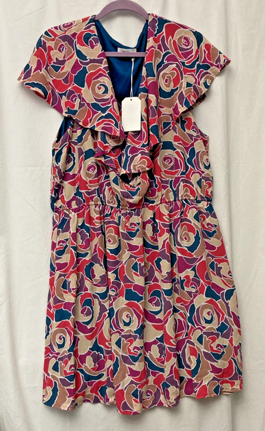 NWT Emily Wonder Women’s Plus Size Multicolor Lined Floral Sleeveless Dress – 1X